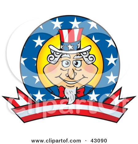 Clipart Illustration of an Uncle Sam Logo With Stars And Stripes by Dennis Holmes Designs