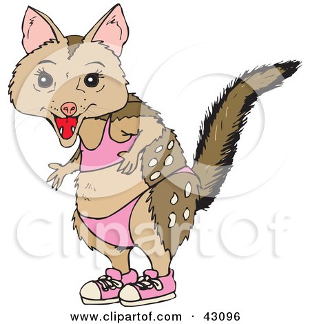 Clipart Illustration of a Quoll In A Pink Bikini And Shoes by Dennis Holmes Designs