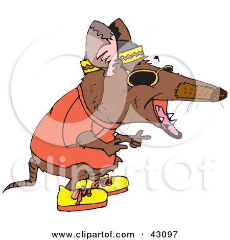 Clipart Illustration of a Bandicoot Wearing Shoes And A Shirt by Dennis Holmes Designs