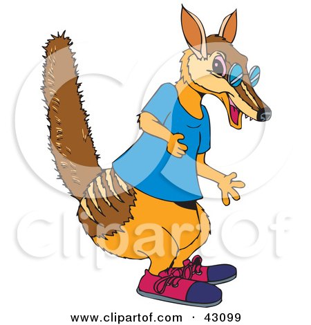Clipart Illustration of a Brown Mumbat Wearing Clothes by Dennis Holmes Designs