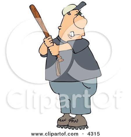 Angry Male Baseball Batter Holding the Bat Aggressively and Getting Ready to Swing at the Ball Clipart by djart