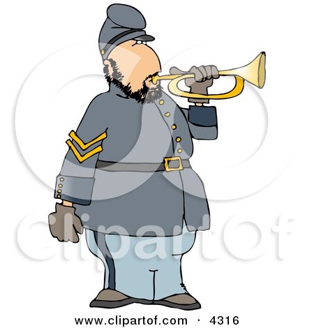 American Civil War Soldier Blowing Into a Bugle Horn Clipart by djart #4316