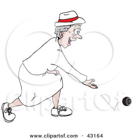 Clipart Illustration of a Granny Playing Lawn Bowls by Dennis Holmes Designs