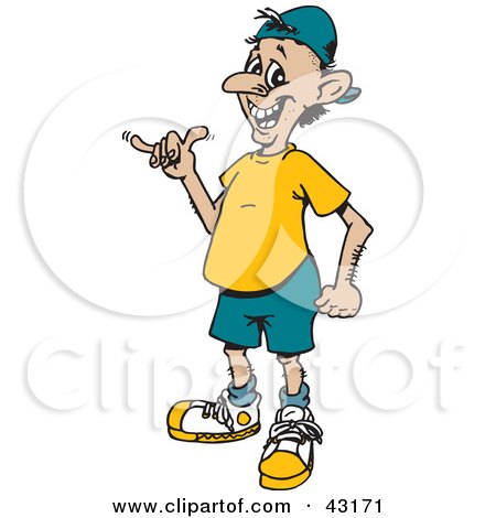 Clipart Illustration of a Cool Man Giving The Hang Loose Shaka Hand Gesture by Dennis Holmes Designs