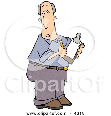 Male Manager Taking Notes with a Pencil and Clipboard Clipart by djart