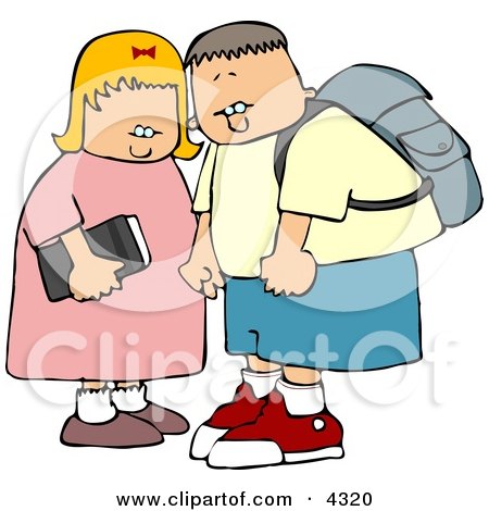 Brother and Sister On Their Way To Elementary School Clipart by djart