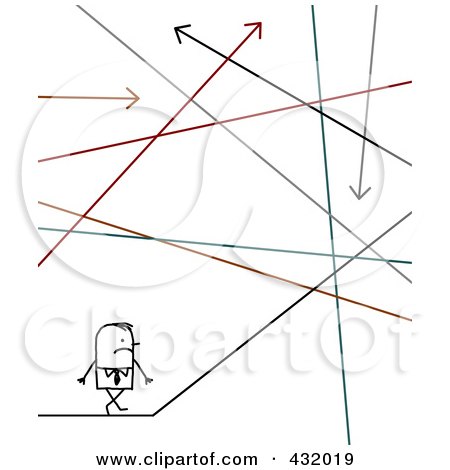 Royalty-Free (RF) Clipart Illustration of a Stick Businessman Walking Down A Path by NL shop
