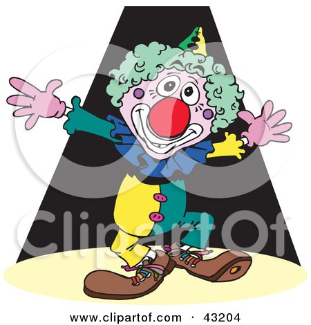 Clipart Illustration of a Happy Clown Putting On A Show by Dennis Holmes Designs
