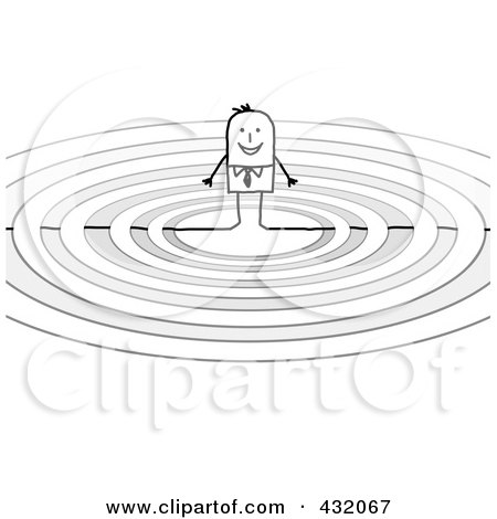 Royalty-Free (RF) Clipart Illustration of a Stick Businessman Standing In A Target by NL shop