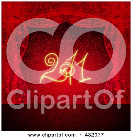 Royalty-Free (RF) Clipart Illustration of a 2011 Above A Stage With Red Curtains by NL shop