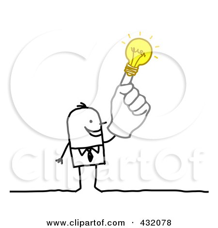 Royalty-Free (RF) Clipart Illustration of a Stick Businessman With An Idea Hand by NL shop