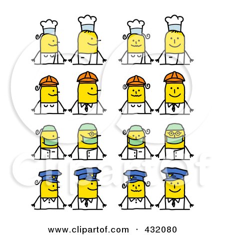 Royalty-Free (RF) Clipart Illustration of a Digital Collage Of Occupational Stick Couples by NL shop
