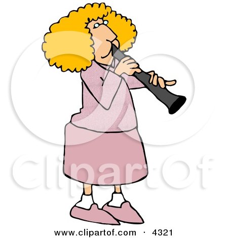 Female Clarinet Player Playing the Woodwind Clarinet Instrument Clipart by djart