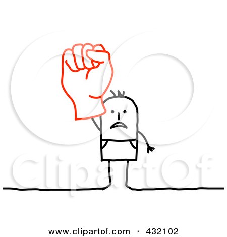 Royalty-Free (RF) Clipart Illustration of a Stick Man Holding Up A Fist by NL shop