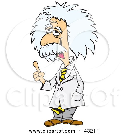 Clipart Illustration of Albert Einstein Standing And Gesturing With His Finger by Dennis Holmes Designs