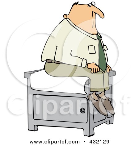 Royalty-Free (RF) Clipart Illustration of a Man Sitting Nervously On A Medical Table In A Doctors Office by djart