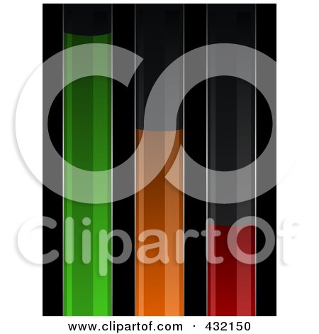 Royalty-Free (RF) Clipart Illustration of Green, Orange And Red Powers Supply Bars On Black by elaineitalia