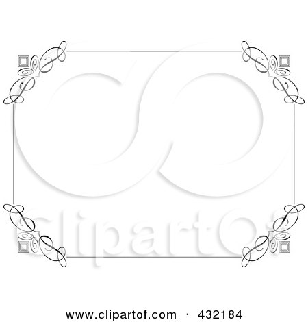 Royalty-Free (RF) Clipart Illustration of a White Certificate With A Black Elegant Border by KJ Pargeter