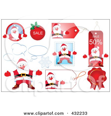 Royalty-Free (RF) Clipart Illustration of a Digital Collage Of Retail Santa Icons by Pushkin