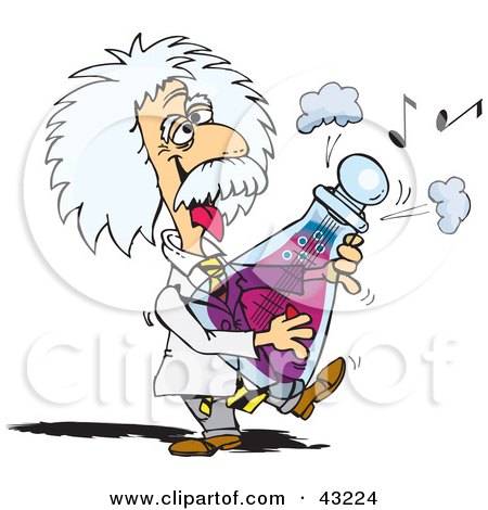 Clipart Illustration of Albert Einstein Playing A Musical Flask by Dennis Holmes Designs