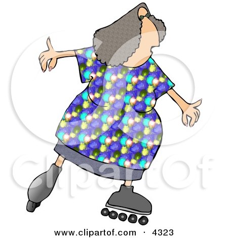 Obese Woman Skating On Inline Skates Clipart by djart