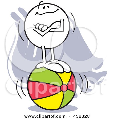 Royalty-Free (RF) Clipart Illustration of a Moodie Character Standing Confident On A Ball by Johnny Sajem