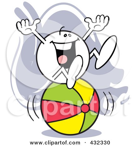 Royalty-Free (RF) Clipart Illustration of a Moodie Character Sitting Happy On A Ball by Johnny Sajem
