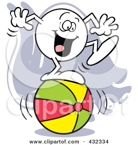 Royalty-Free (RF) Clipart Illustration of a Moodie Character Standing Happy On A Ball by Johnny Sajem