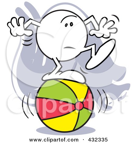 Royalty-Free (RF) Clipart Illustration of a Moodie Character Standing Nervous On A Ball by Johnny Sajem