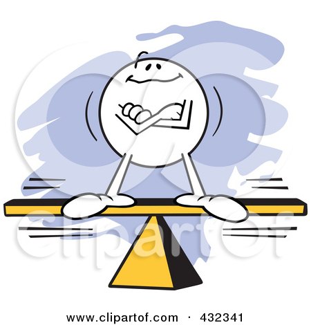 Royalty-Free (RF) Clipart Illustration of a Moodie Character Standing Confident And Balanced On A Board by Johnny Sajem