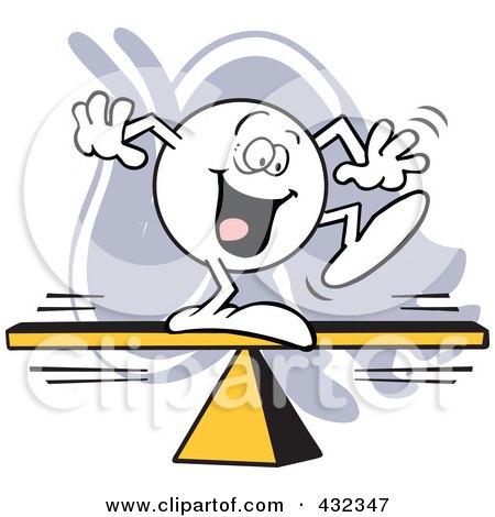Royalty-Free (RF) Clipart Illustration of a Moodie Character Happily Walking On A Board by Johnny Sajem