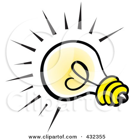 Royalty-Free (RF) Clipart Illustration of a Yellow Glowing Bulb by Johnny Sajem