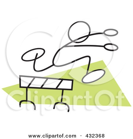 Royalty-Free (RF) Clipart Illustration of a Stickler Man Leaping A Hurdle - 2 by Johnny Sajem