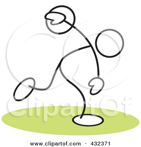 Royalty-Free (RF) Clipart Illustration of a Stickler Man Throwing A Discus - 2 by Johnny Sajem