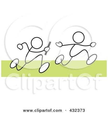 Royalty-Free (RF) Clipart Illustration of Stickler Men Running A Relay Race - 2 by Johnny Sajem