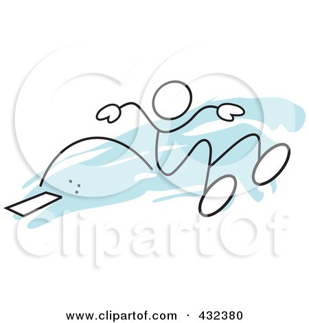 Royalty-Free (RF) Clipart Illustration of a Stickler Man Doing The Long Jump - 1 by Johnny Sajem