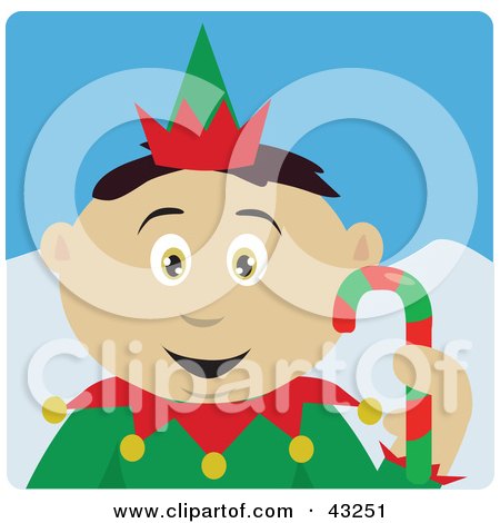 Clipart Illustration of a Mexican Boy Dressed As A Christmas Elf by Dennis Holmes Designs