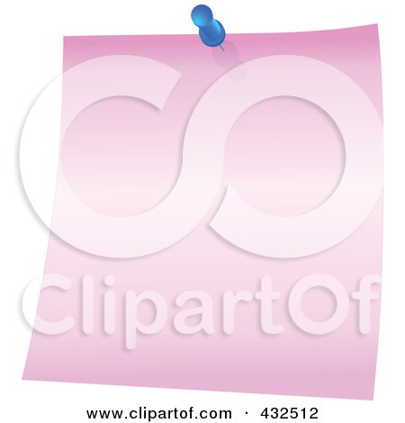 Royalty-Free (RF) Clipart Illustration of a Pink Memo Note With A Blue Push Pin by Tonis Pan