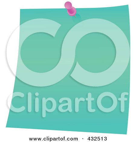 Royalty-Free (RF) Clipart Illustration of a Greenish Memo Note With A Pink Push Pin by Tonis Pan