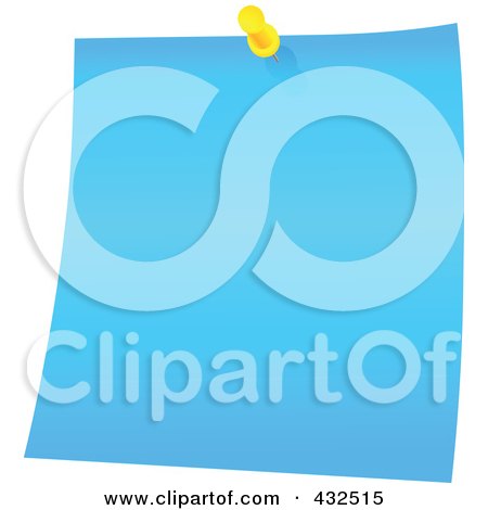 Royalty-Free (RF) Clipart Illustration of a Blue Memo Note With A Yellow Push Pin by Tonis Pan