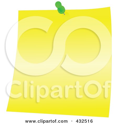 Royalty-Free (RF) Clipart Illustration of a Yellow Memo Note With A Green Push Pin by Tonis Pan