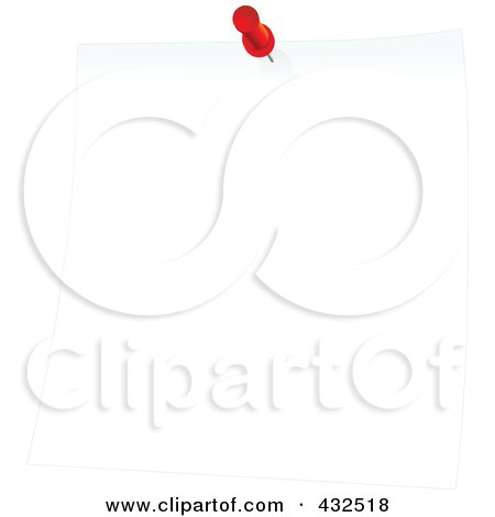 Royalty-Free (RF) Clipart Illustration of a White Memo Note With A Red Push Pin by Tonis Pan