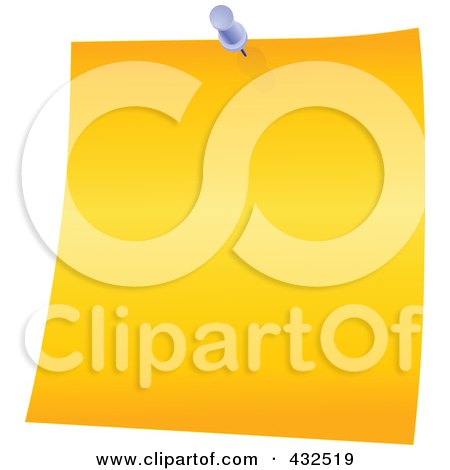 Royalty-Free (RF) Clipart Illustration of a Golden Memo Note With A Purple Push Pin by Tonis Pan