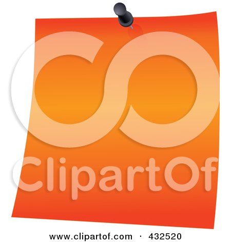 Royalty-Free (RF) Clipart Illustration of an Orange Memo Note With A Black Push Pin by Tonis Pan