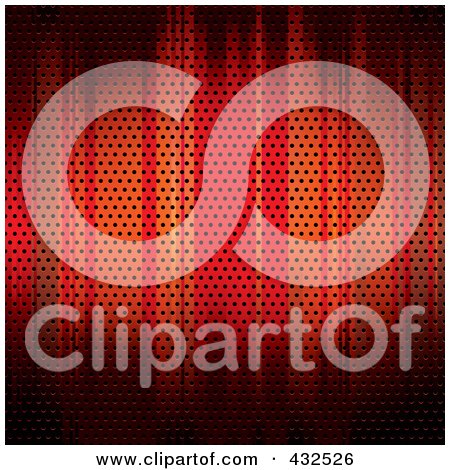 Royalty-Free (RF) Clipart Illustration of a Red Metal Grid Background by michaeltravers