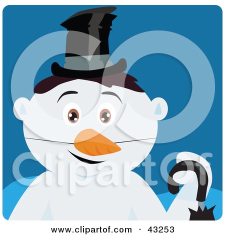Clipart Illustration of a Snowman With Black Hair And Brown Eyes by Dennis Holmes Designs