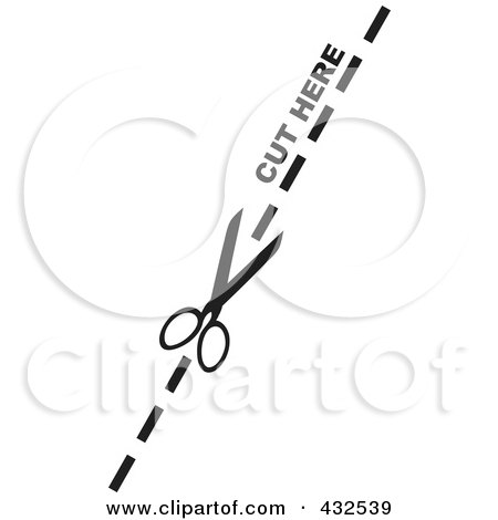 Royalty-Free (RF) Clipart Illustration of a Pair Of Scissors Cutting On A Dotted Line by michaeltravers