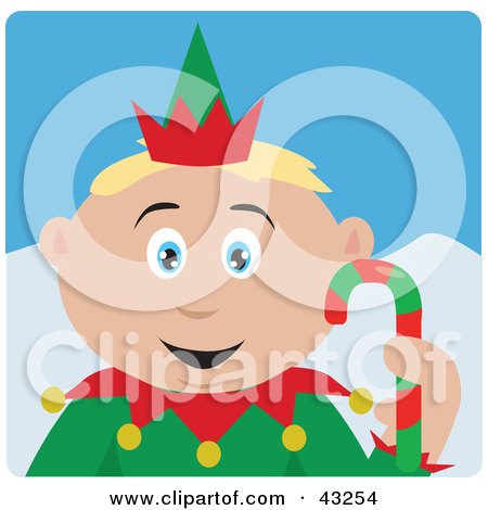Clipart Illustration of a Caucasian Boy Dressed As A Christmas Elf by Dennis Holmes Designs