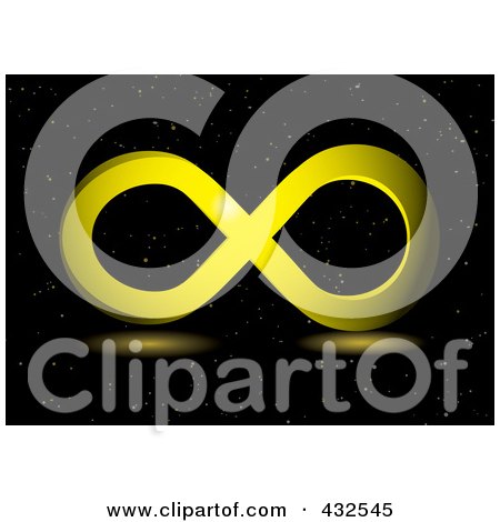 Royalty-Free (RF) Clipart Illustration of a Gold Infinity Symbol On A Black And Gold Starry Background by michaeltravers