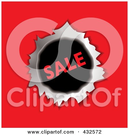 Royalty-Free (RF) Clipart Illustration of a Sale Hole Through Red Paper by michaeltravers